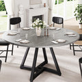 Jocoevol 51" Round Dining Table Kitchen Dining Room Circle Dinner Pedestal Table for 4 6 8, Space Saving Wood Kitchen & Dining Room Furniture (Rustic Brwon)
