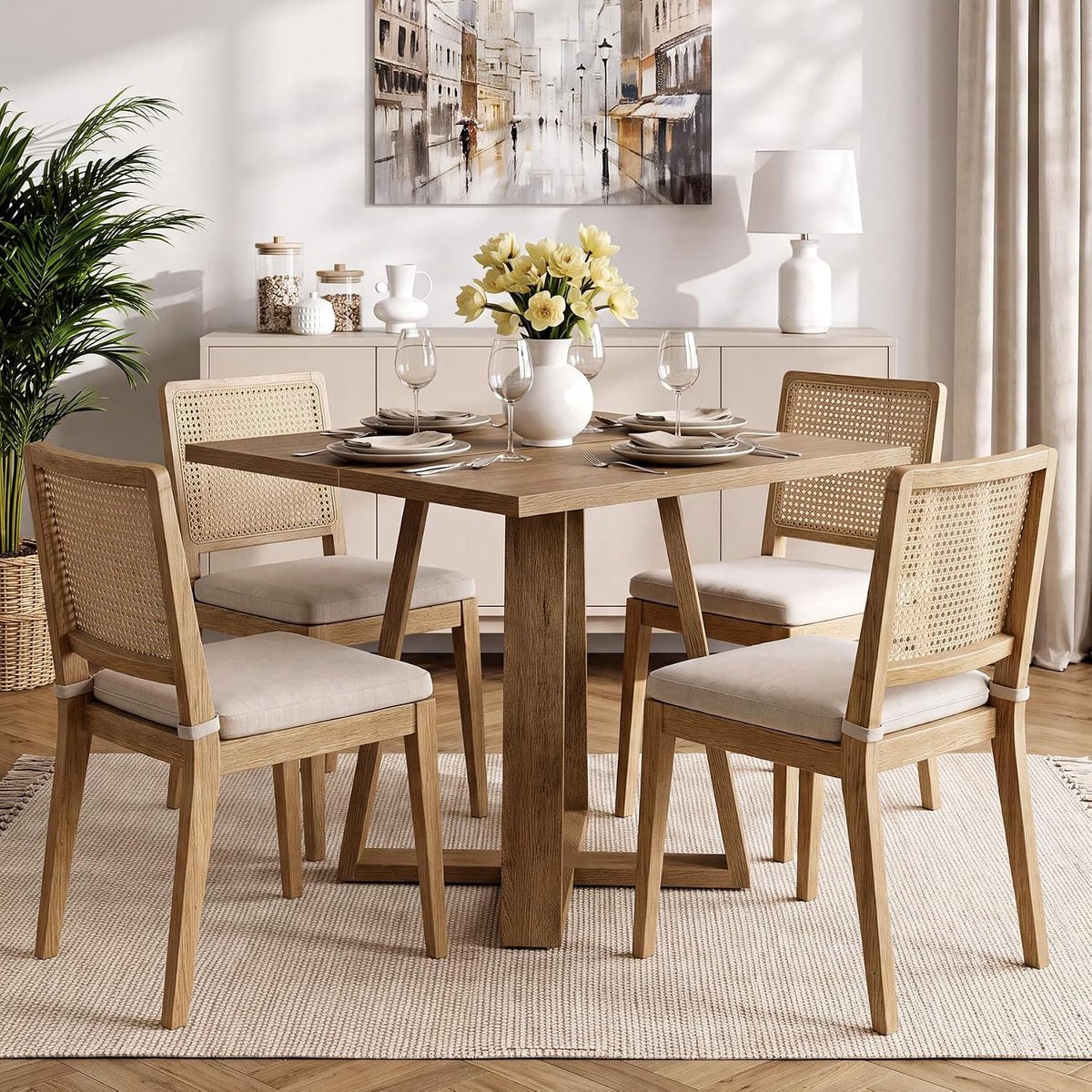 LITTLE TREE 31.5" Dining Table, Square Dining Table, Kitchen Table, Natural
