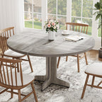 47" Round Dining Table for 4, Farmhouse Kitchen Dining Room Table, Grey