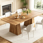 LITTLE TREE Dining Table for 4-6 People, Wooden Table, Rectangle Furniture with Heavy Duty Legs, Modern Kitchen Table for Home, Dining Room, Brown