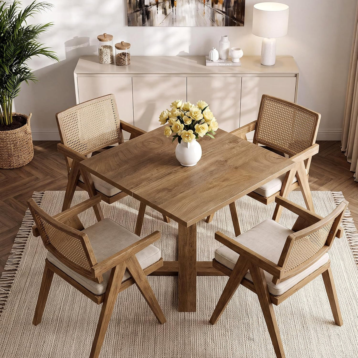 LITTLE TREE 31.5" Dining Table, Square Dining Table, Kitchen Table, Natural