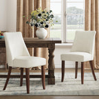 COLAMY Upholstered Dining Chairs Set of 6, Mid Century Modern Kitchen Chairs with Back, Farmhouse Fabric Side Dining Room Chairs with Wood Legs for Dining Room Restaurant, Brown