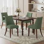 COLAMY Upholstered Dining Chairs Set of 6, Mid Century Modern Kitchen Chairs with Back, Farmhouse Fabric Side Dining Room Chairs with Wood Legs for Dining Room Restaurant, Brown