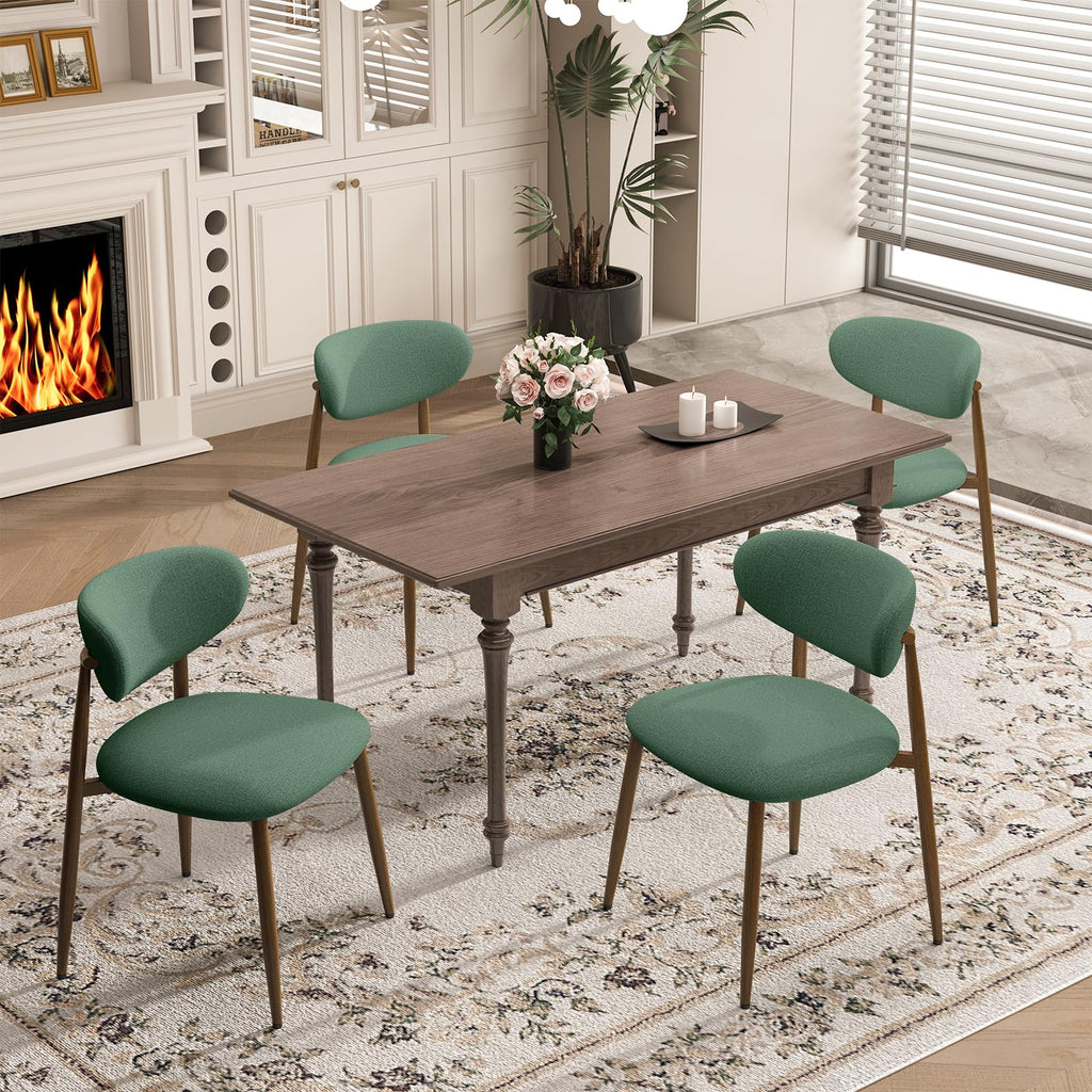 MALOL Dining Chairs Set of 4, Curved Back Kitchen Room Chairs with Metal Legs and Anti Slip Pads, Upholstered Dining Chair for Home and Restaurant, Beige