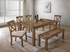 Janet 60" Transitional Rectangular Wood Dining Table with 4 Straight Legs, Large Solid Farmhouse Style Kitchen Furniture for 6 People, Essential Home Dining Room Centerpiece, Antique Natural Oak