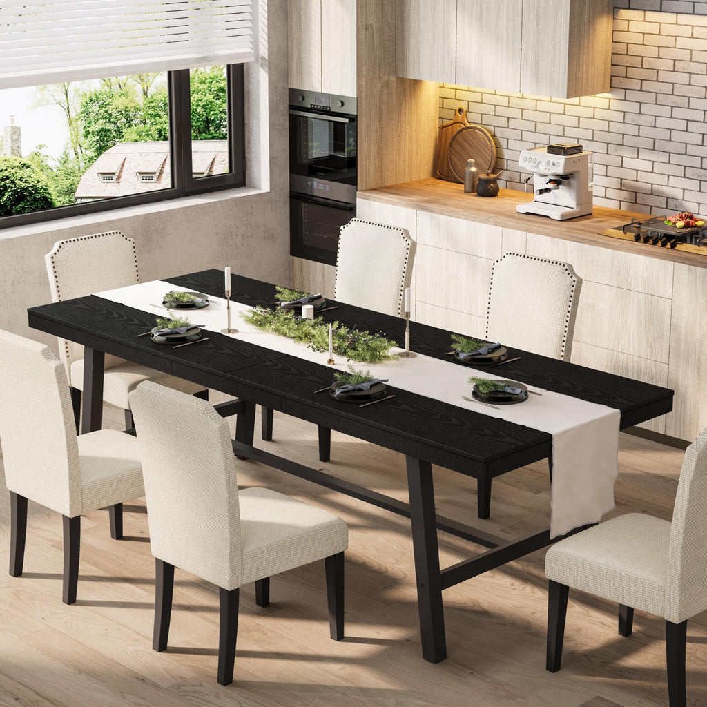 Garvee 79" Heavy Duty Kitchen Table, Rustic Dining Table, Brown