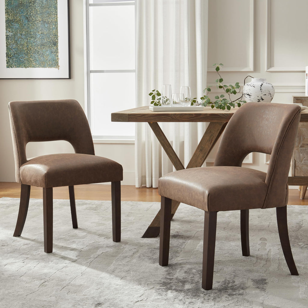 VKNOW Modern Dining Chairs Set of 4 with Rubberwood Legs, Beige