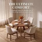 RIVOVA Upholstered Dining Chairs Set of 4, Modern Wooden Dining Room Chair Linen Fabric Kitchen Chairs Farmhouse Dinner Chair with Hardwood Frame, Beige