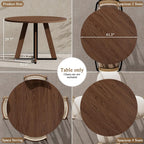 MECHYIN 42 inch Round Dining Table for 4, Farmhouse Kitchen Table, Round Dining Room Table with Metal Legs for Small Spaces & Apartment, Space-Saving Circle Wood Dinner Table, Walnut