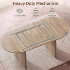 55"-70.8" Extendable Oval Dining Table for 4-8 with Built-in Flip Leaf