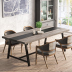 Tribesigns Dining Table for 8 People, 70.87-inch Rectangular Wood Kitchen Table with Strong Metal Frame, Industrial Large Long Dining Room Table for Big Family (Rustic Brown)