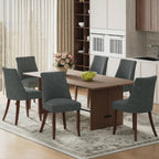 COLAMY Upholstered Dining Chairs Set of 6, Mid Century Modern Kitchen Chairs with Back, Farmhouse Fabric Side Dining Room Chairs with Wood Legs for Dining Room Restaurant, Brown