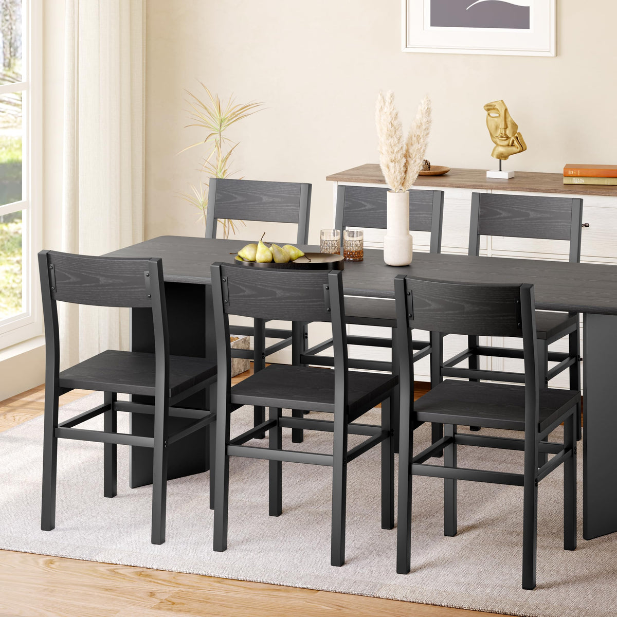 MECHYIN Black Dining Chairs Set of 4, Upgrade Farmhouse Kitchen Room Chair