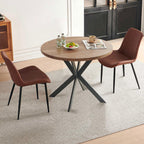 PU Leather Dining Chairs Set of 4, Modern Armless Dining Room Chairs, Comfy Upholstered Kitchen Chairs with Backrest, Black Metal Legs for Living Room, Dinning Room, Beige