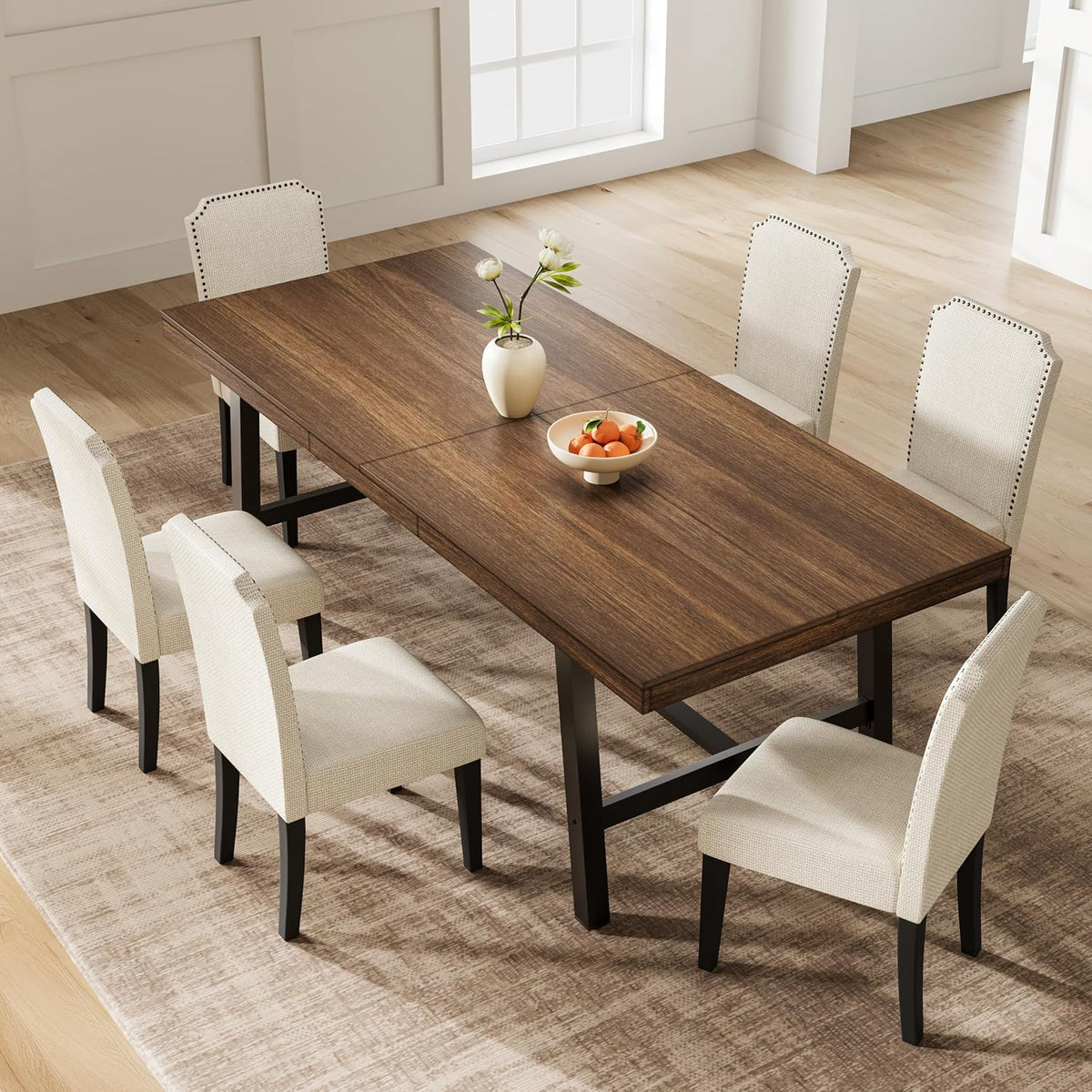 Garvee 79" Heavy Duty Kitchen Table, Rustic Dining Table, Brown
