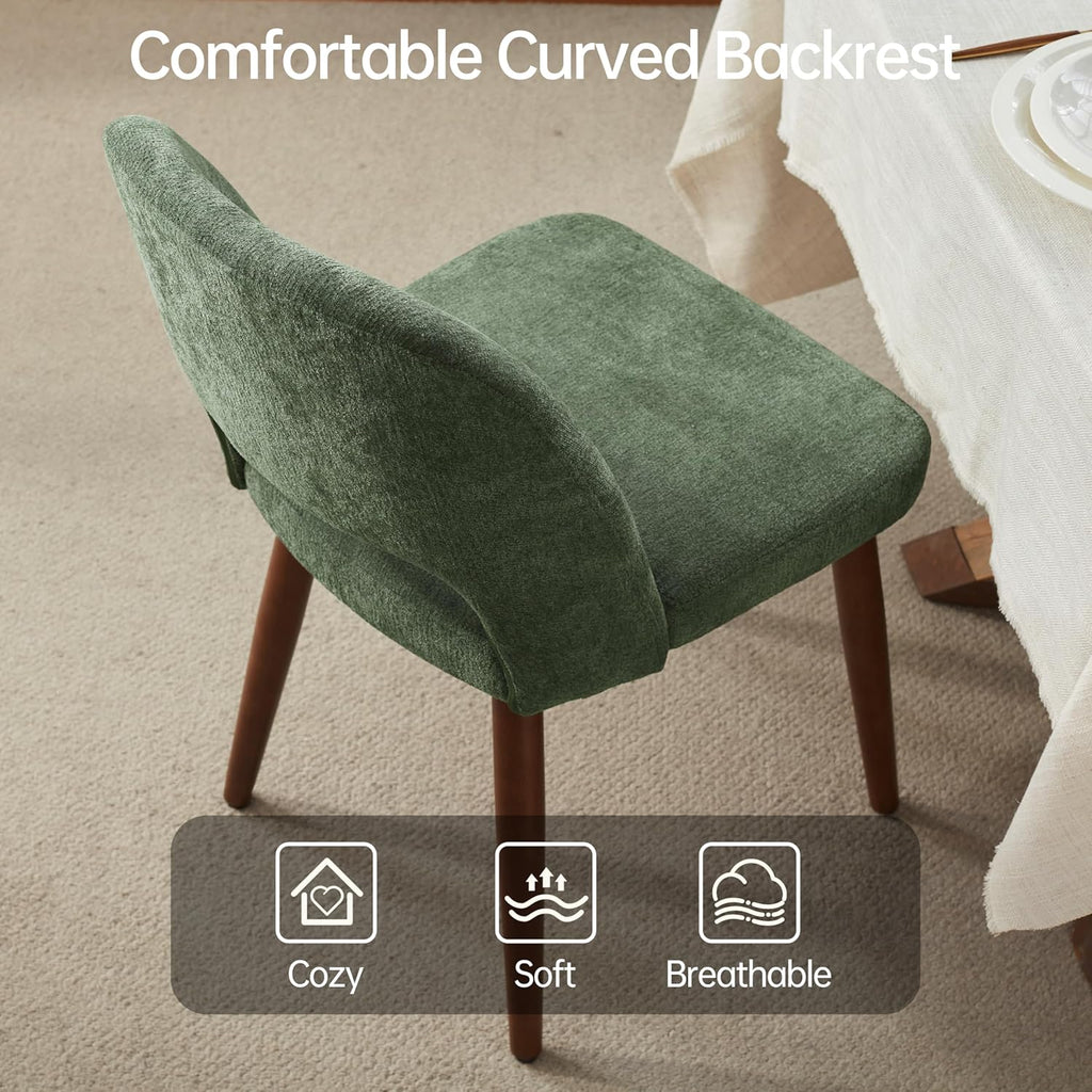 Usaint Wooden Dining Chairs Set of 4, Fabric Dining Room Chairs, Green