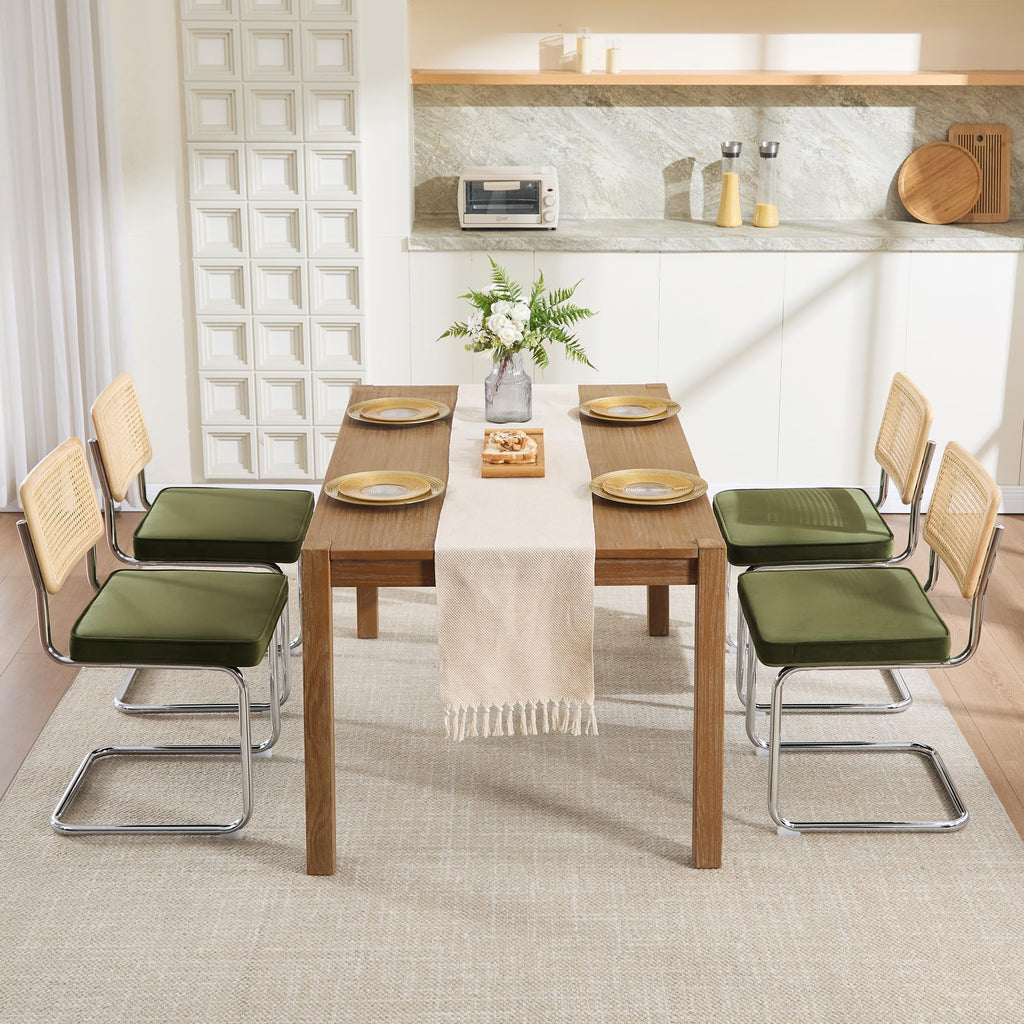 Zesthouse Natural Rattan Dining Chairs Set of 2, Modern Cesca Kitchen Chair