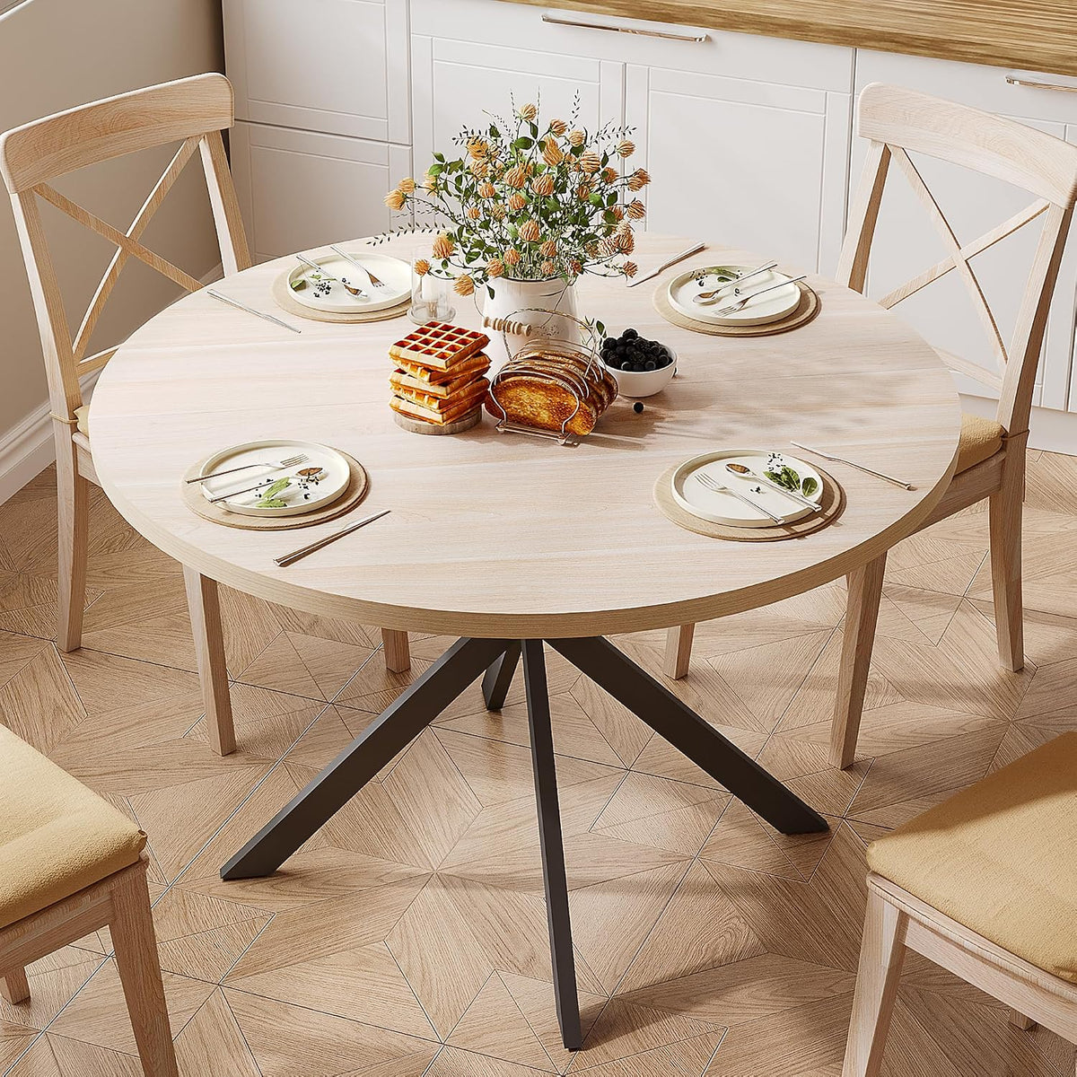 ChooChoo 47.2 Inch Round Dining Table for 4
