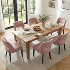 keoni Wooden Dining Chairs Set of 4 with Black Rubberwood Legs and Backrest