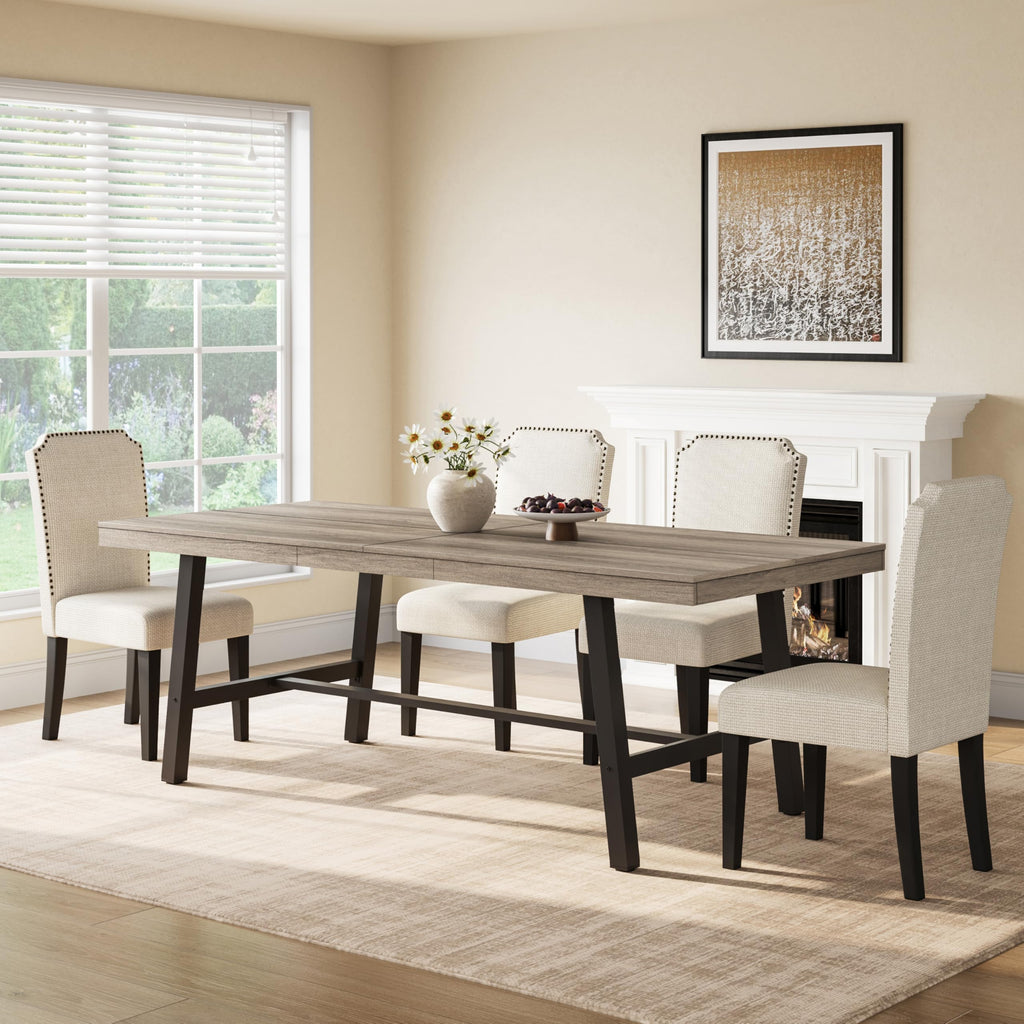 GarveeHome Industrial Dining Table for 6-8 People, 70.87" Long Large Kitchen Table with Sturdy Metal Frame, Rectangular Counter for Dinner, Kitchen, Dining Room (Natural, 71" Non-extendable)