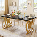 Tribesigns 63" Dining Table for 4 to 6, White and Gold Kitchen Table