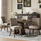 COLAMY Upholstered Dining Chairs Set of 6, Mid Century Modern Kitchen Chairs with Back, Farmhouse Fabric Side Dining Room Chairs with Wood Legs for Dining Room Restaurant, Brown