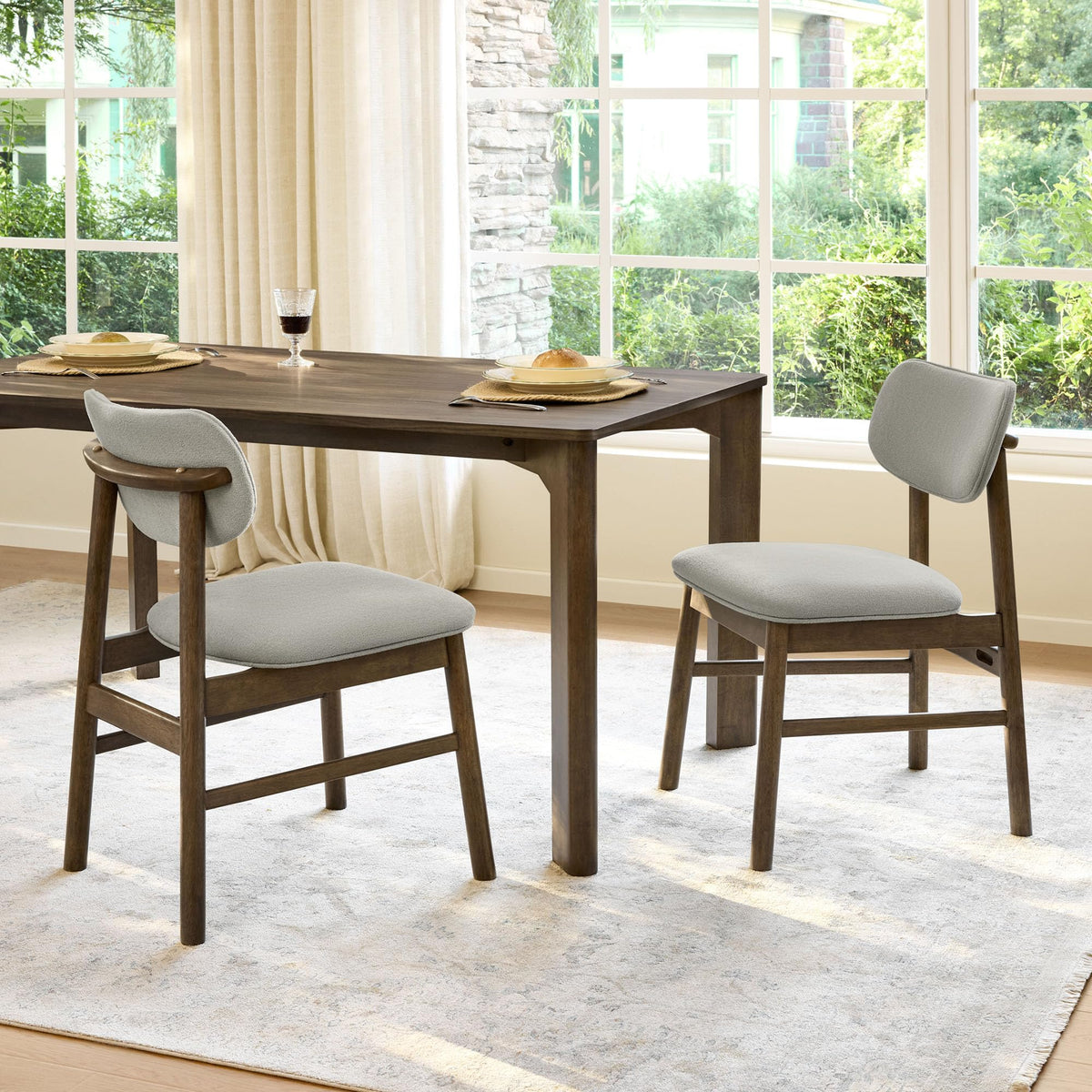 CHITA Soild Wood Dining Chairs Set of 4, Oak Wood Kitchen Chairs, Walnut