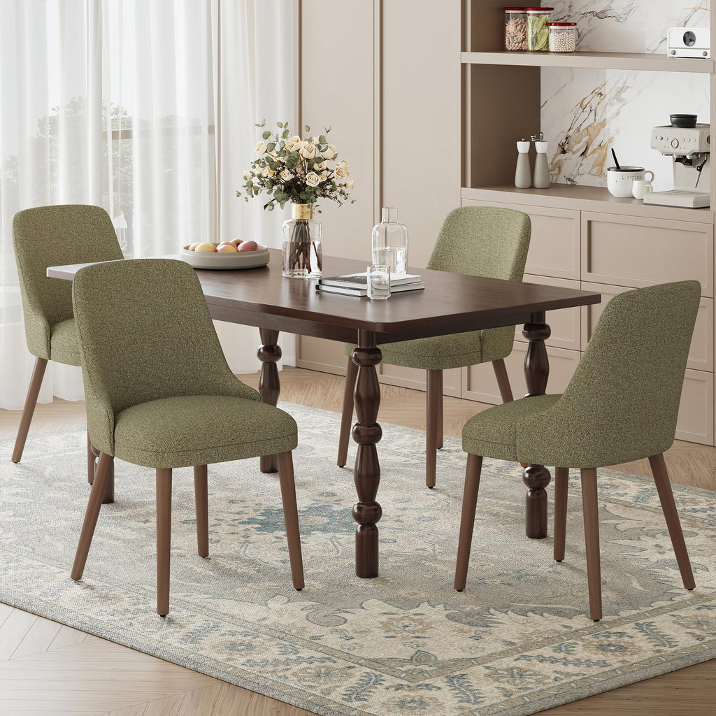 MALOL Upholstered Dining Chairs Set of 4 with High-Back, Beige