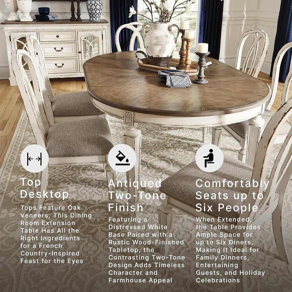 Signature Design by Ashley Extendable Round to Oval Dining Table, White