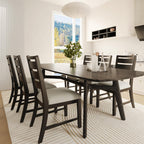 COLAMY Wooden Dining Chairs Set of 6, Farmhouse Upholstered Dining Room Chairs with 3.5" Thick Cushion, FSC Solid Wood Ladder Back Kitchen Chairs for Home and Restaurant, Easy Clean,Brown