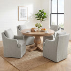 VKNOW Upholstered Dining Chairs Set of 2, Dining Room Chairs with Casters