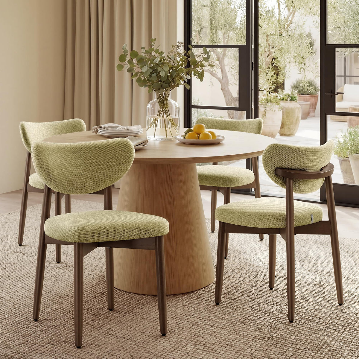 VASAGLE Wooden Dining Chairs Set of 2, Upholstered Kitchen Chairs