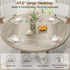 IRONCK 47" Round Dining Table for 4 with Pedestal Base, Gray