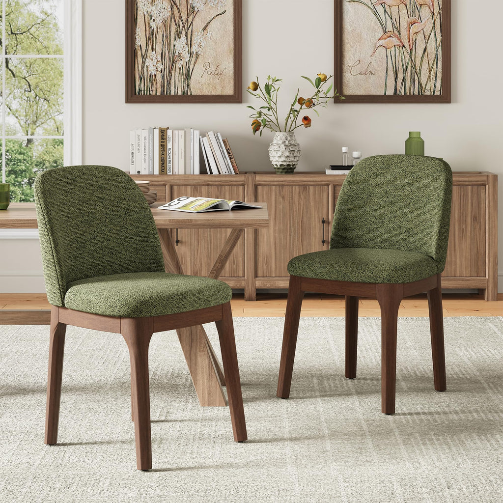 MALOL Wooden Dining Chairs Set of 6, Upholstered Kitchen & Dining Room Chairs with Thickened Wooden Legs, Farmhouse Side Chairs, Beige