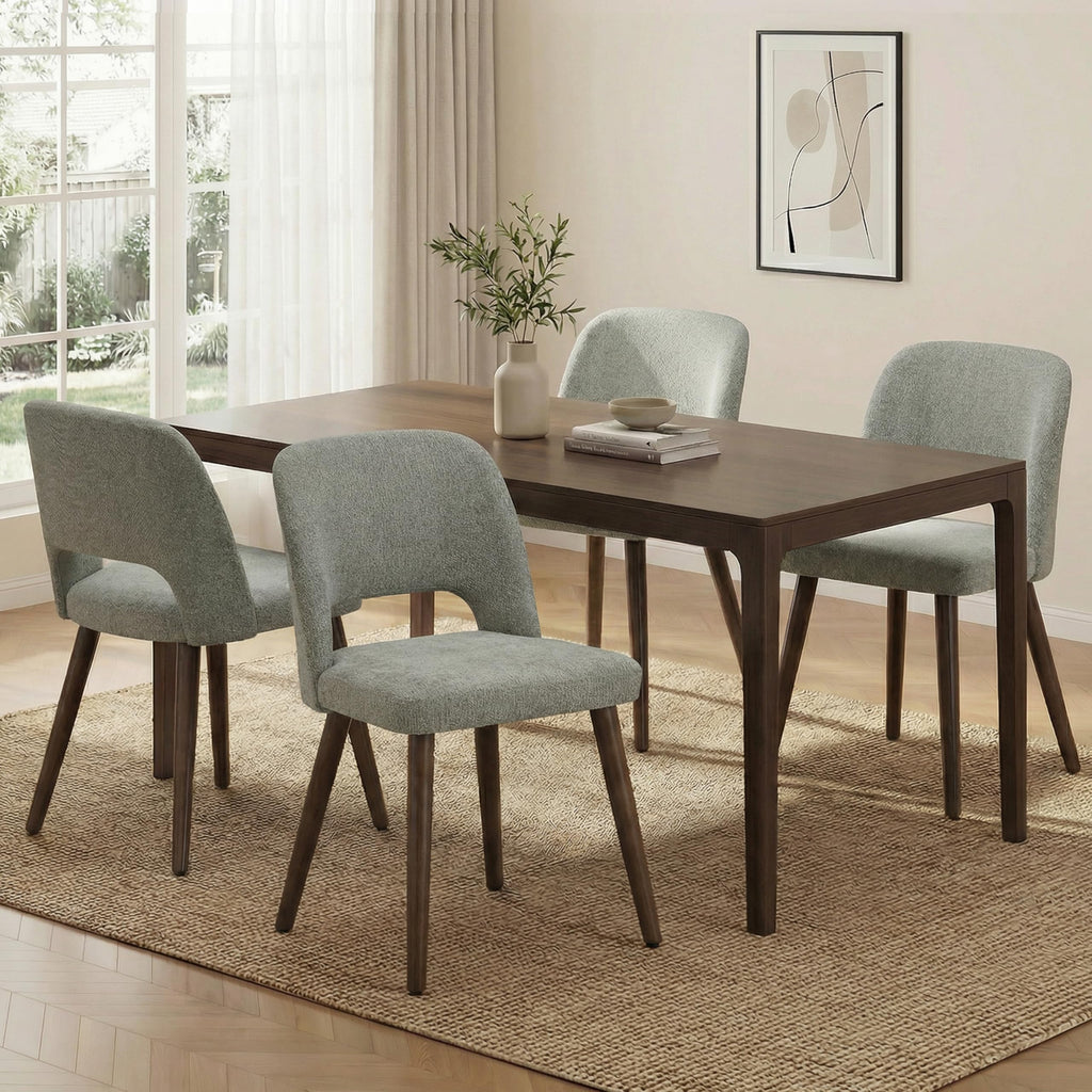 Usaint Wooden Dining Chairs Set of 4, Fabric Dining Room Chairs, Green