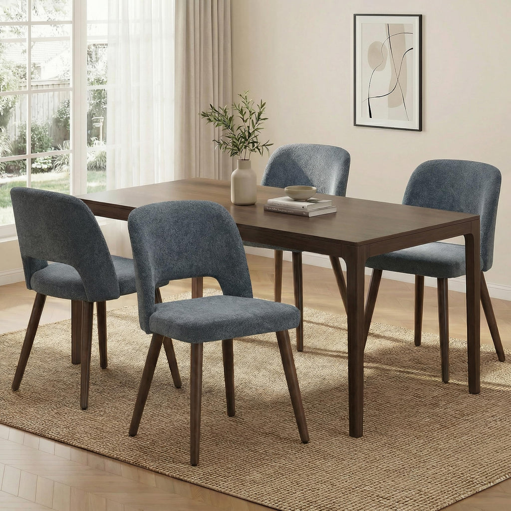 Usaint Wooden Dining Chairs Set of 4, Fabric Dining Room Chairs, Green