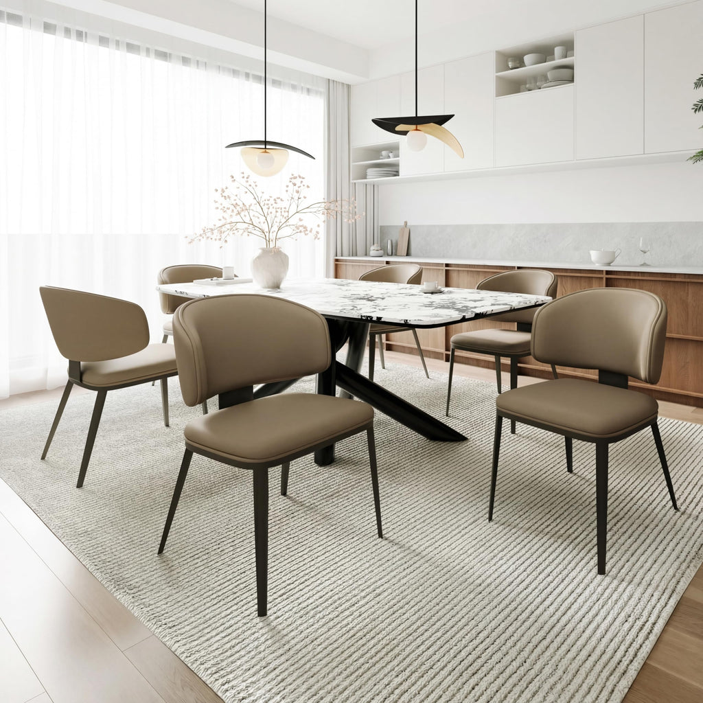 Dining Chairs Set of 4 Faux Leather Dining Chairs, Milk Coffee