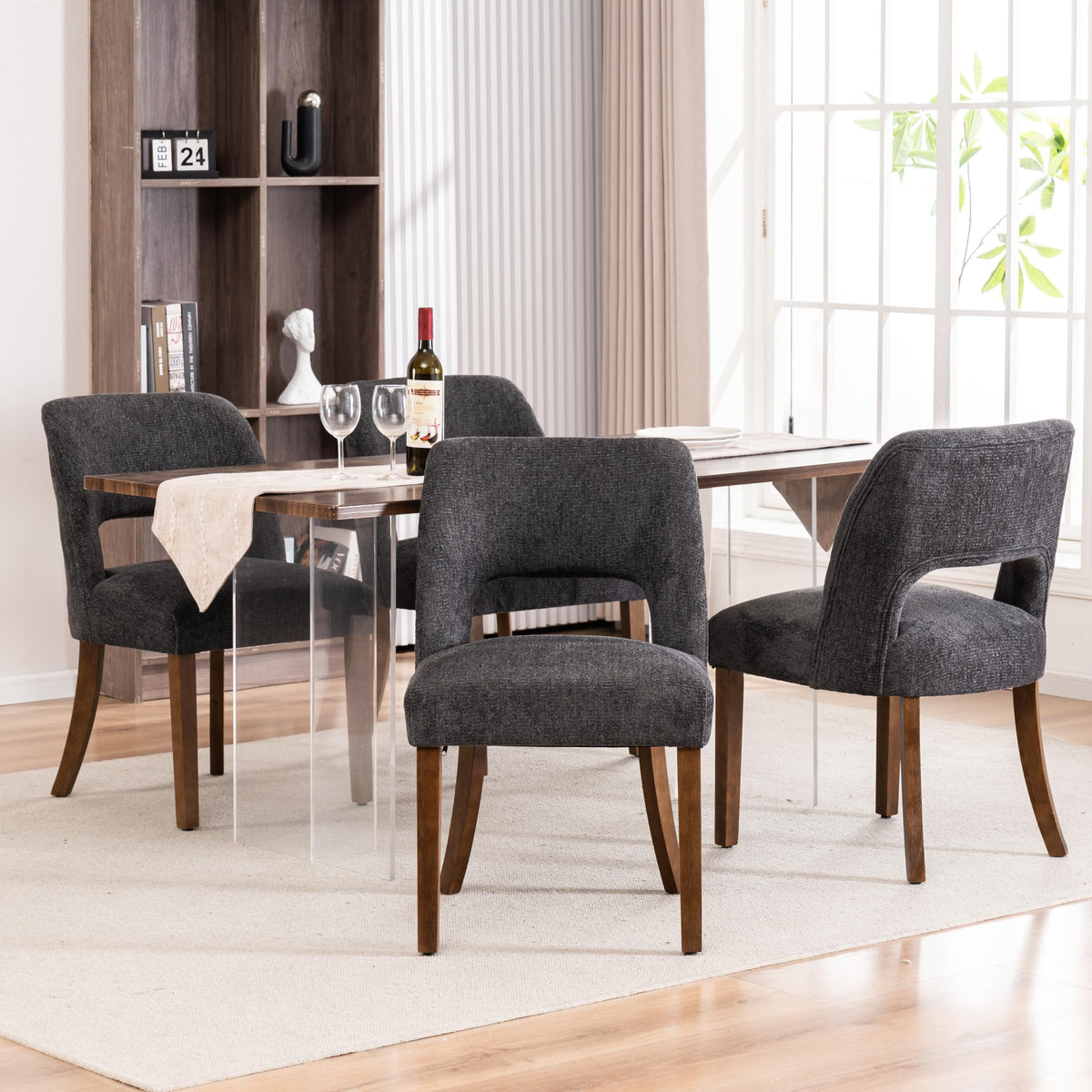 VKNOW Dining Chairs Set of 4, Fabric Dining Chairs, Green