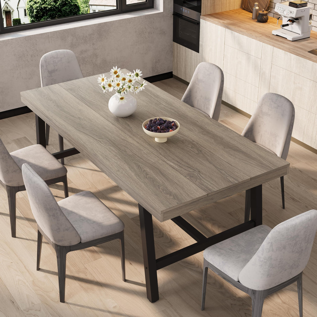 Garvee 79" Heavy Duty Kitchen Table, Rustic Dining Table, Brown