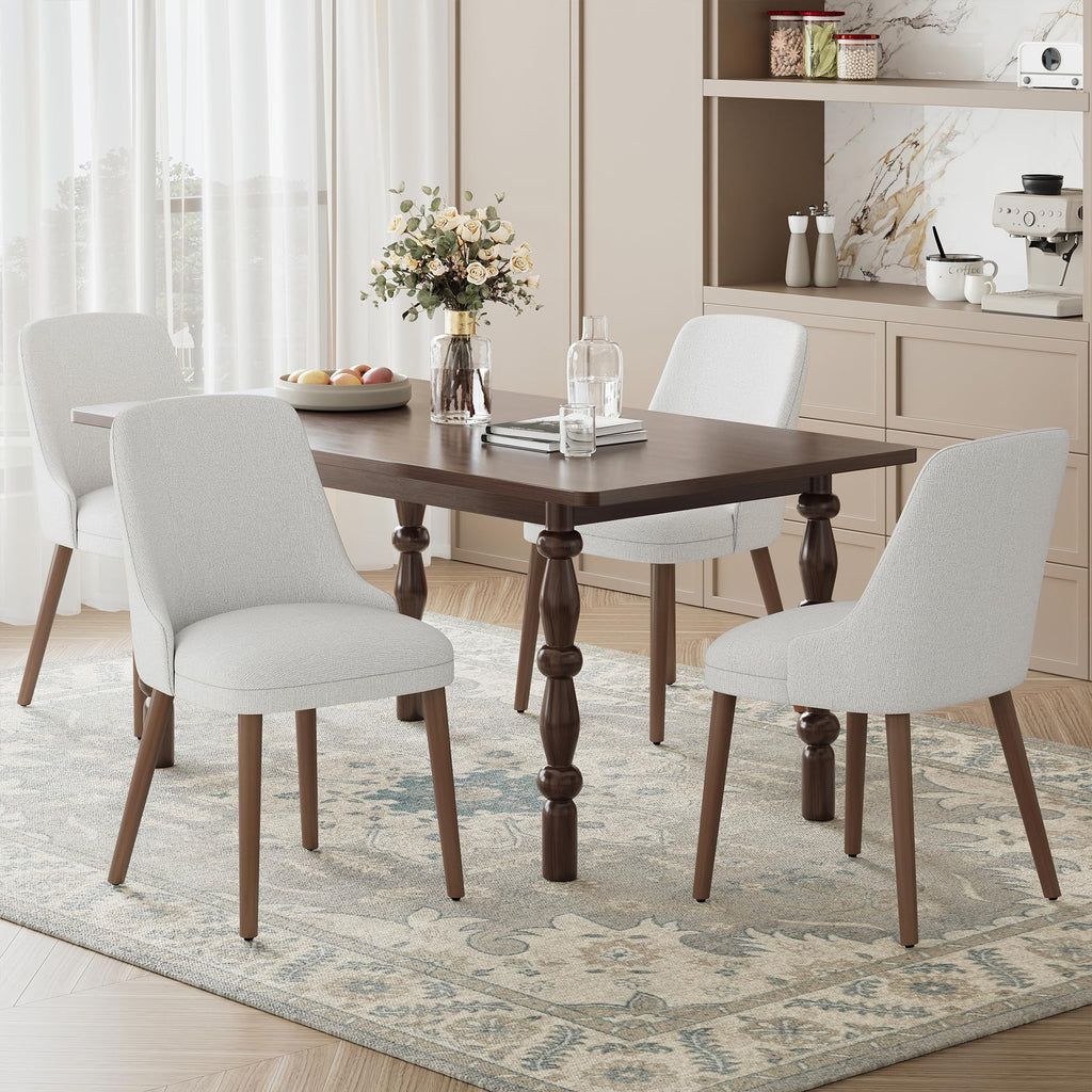 MALOL Upholstered Dining Chairs Set of 4 with High-Back, Beige