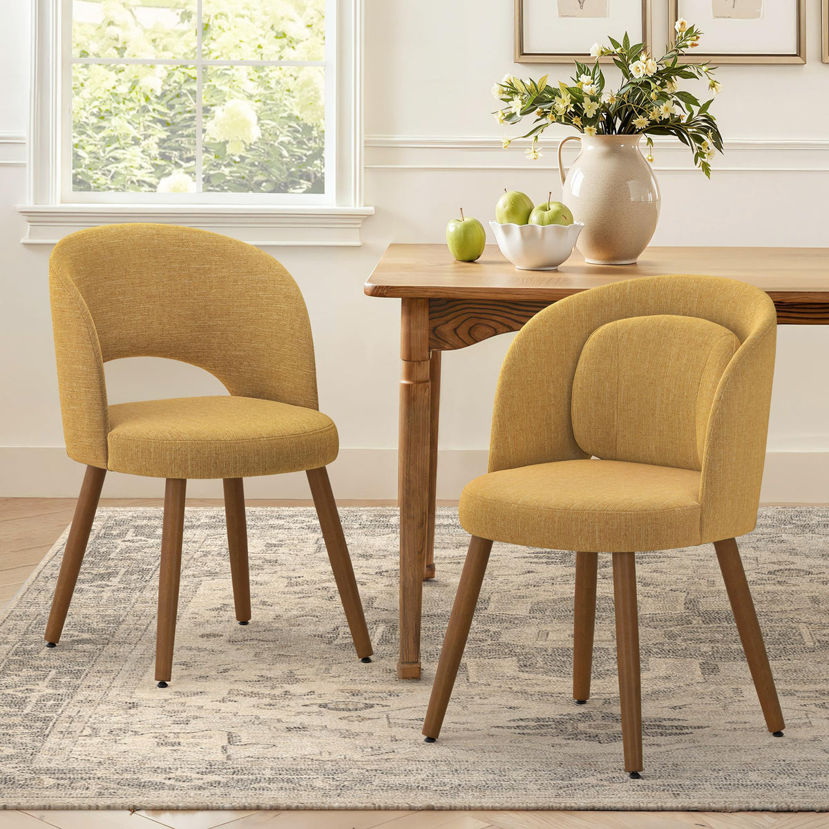 LUE BONA Dining Chairs Set of 4 with Lumbar Support, Green