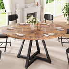 Jocoevol 51" Round Dining Table Kitchen Dining Room Circle Dinner Pedestal Table for 4 6 8, Space Saving Wood Kitchen & Dining Room Furniture (Rustic Brwon)