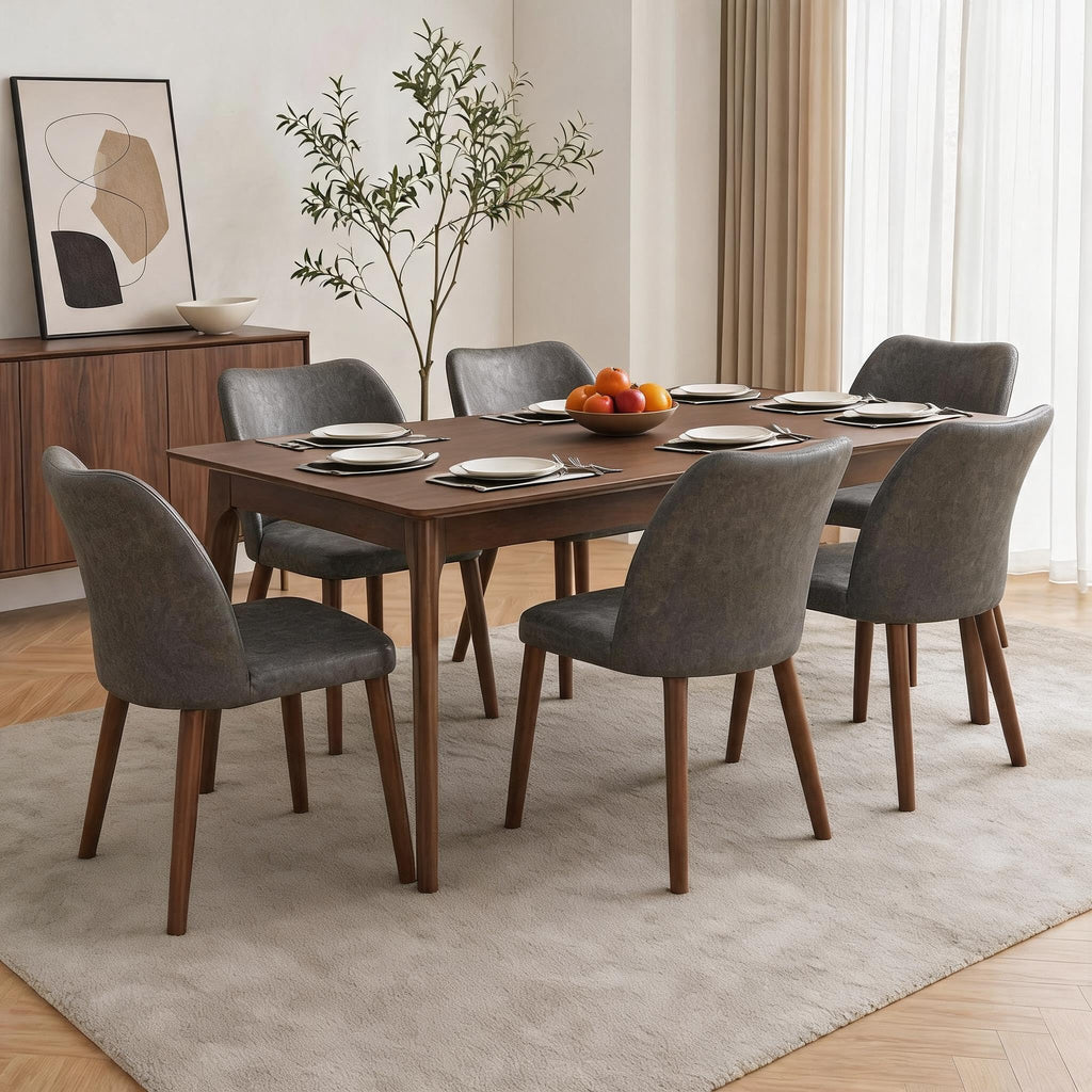 GarveeHome Wooden Dining Chair Set of 4 Upholstered Fabric Dining Chair