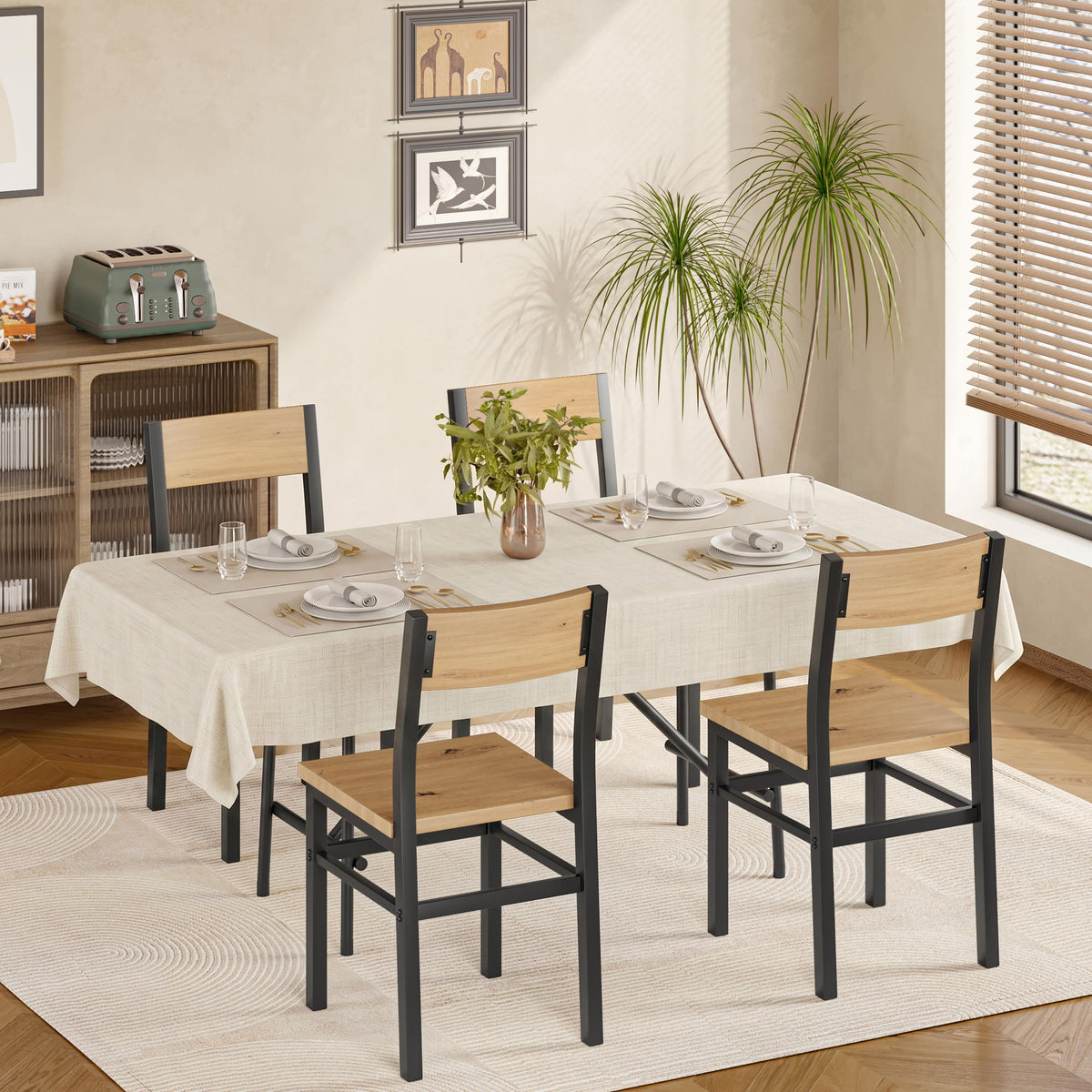 MECHYIN Black Dining Chairs Set of 4, Upgrade Farmhouse Kitchen Room Chair