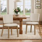 LUE BONA Linen Farmhouse Dining Chairs Set of 4, Natural Wood Leg