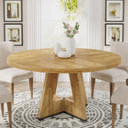 Tribesigns 47 inch Round Dining Table Wood Kitchen Table for Dining Room, 47" Dinner Room Tables for 4-6, Farmhouse Accent Furniture with Wooden Tabletop and Cross Base, Black