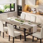 Garvee 71" Farmhouse Dining Table, Rustic Kitchen Table, Brown