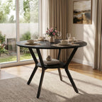 42" Round Dining Table for 4,Kitchen & Dining Tables with Storage,black