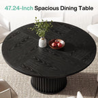 Tribesigns 47.24" Black Round Dining Table for 4-6 People