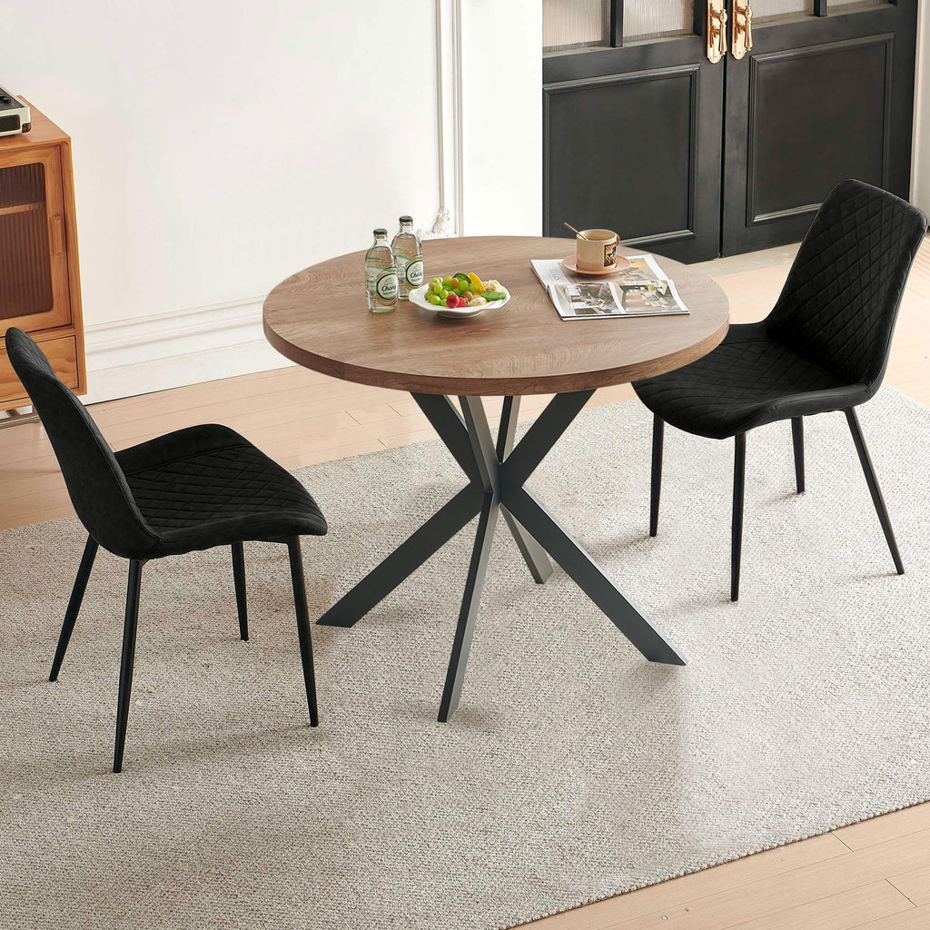 PU Leather Dining Chairs Set of 4, Modern Armless Dining Room Chairs, Comfy Upholstered Kitchen Chairs with Backrest, Black Metal Legs for Living Room, Dinning Room, Beige